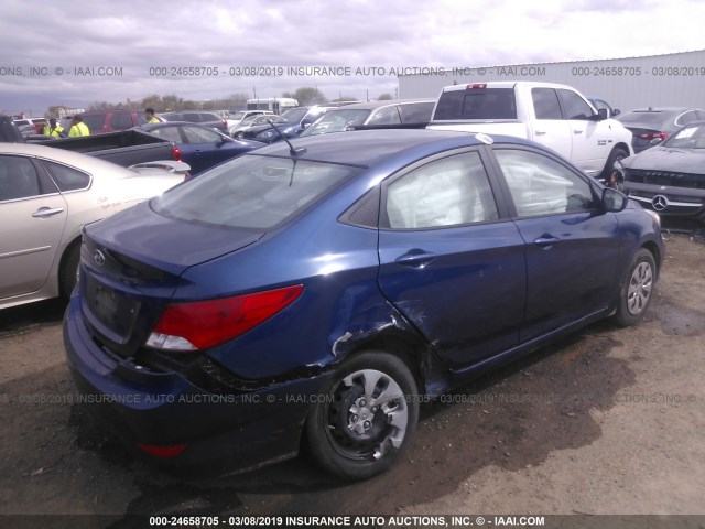 KMHCT4AE8HU174050 - 2017 HYUNDAI ACCENT SE BLUE photo 4