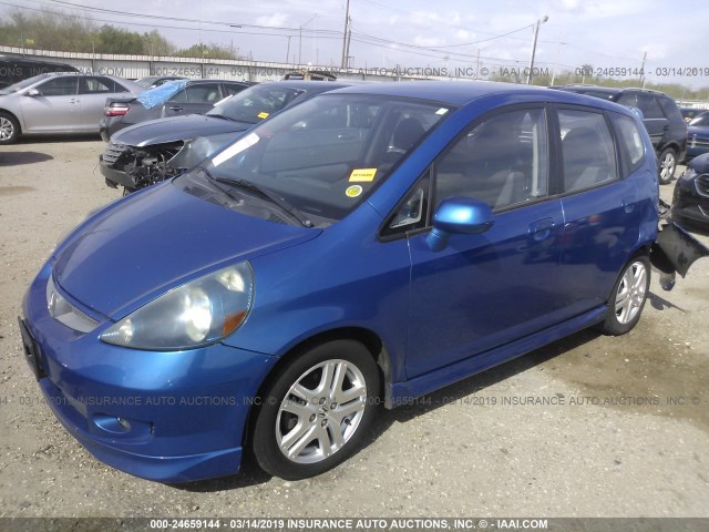 JHMGD38658S043695 - 2008 HONDA FIT SPORT BLUE photo 2