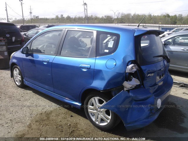 JHMGD38658S043695 - 2008 HONDA FIT SPORT BLUE photo 3