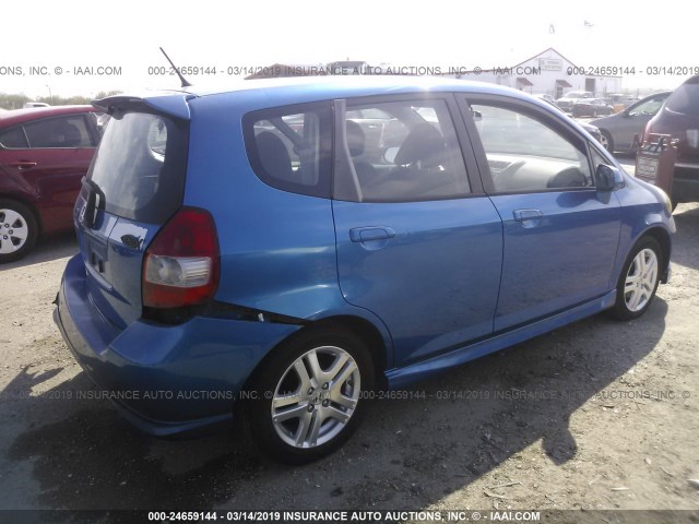 JHMGD38658S043695 - 2008 HONDA FIT SPORT BLUE photo 4