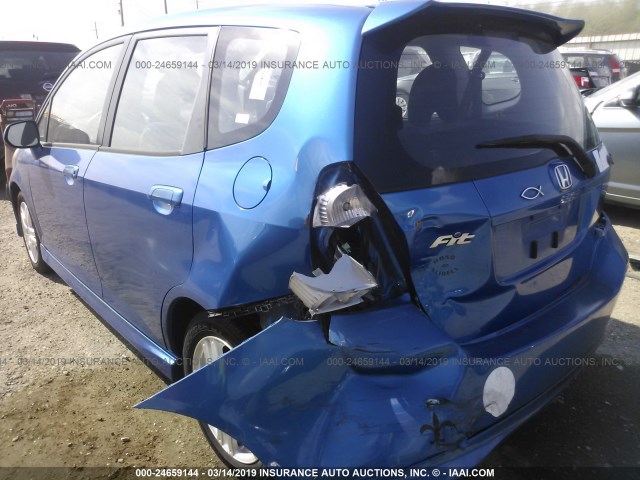 JHMGD38658S043695 - 2008 HONDA FIT SPORT BLUE photo 6