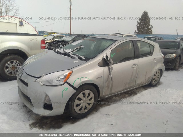 JTDKDTB36D1533380 - 2013 TOYOTA PRIUS C SILVER photo 2