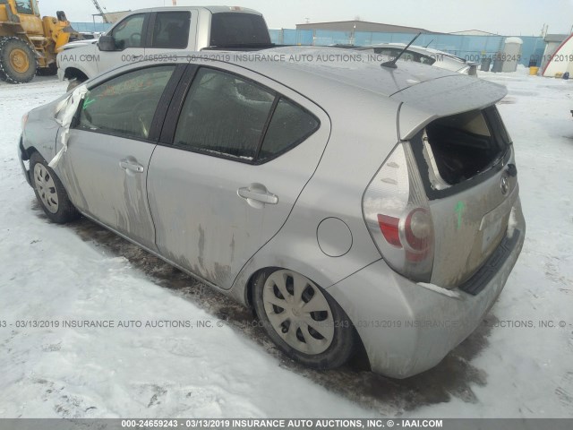 JTDKDTB36D1533380 - 2013 TOYOTA PRIUS C SILVER photo 3