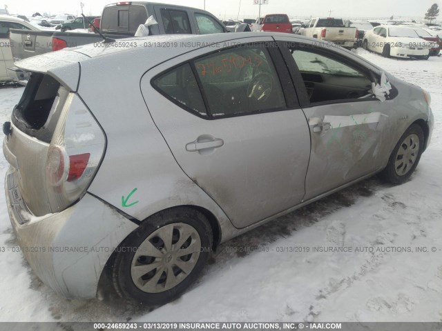 JTDKDTB36D1533380 - 2013 TOYOTA PRIUS C SILVER photo 4