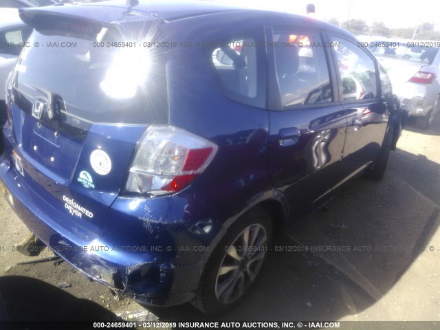 JHMGE8G58DC028907 - 2013 HONDA FIT SPORT BLUE photo 4