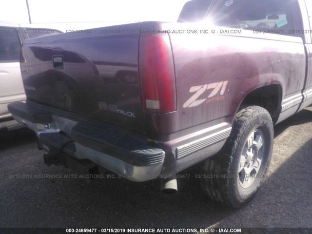 2GTEK19R8V1571335 - 1997 GMC SIERRA K1500 MAROON photo 6