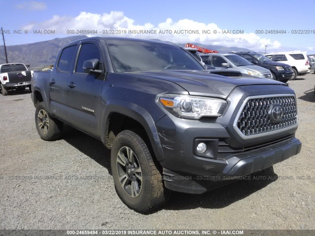 3TMCZ5AN4JM163422 - 2018 TOYOTA TACOMA DBL CAB/SR/TRDSPT/OR/PRO GRAY photo 1