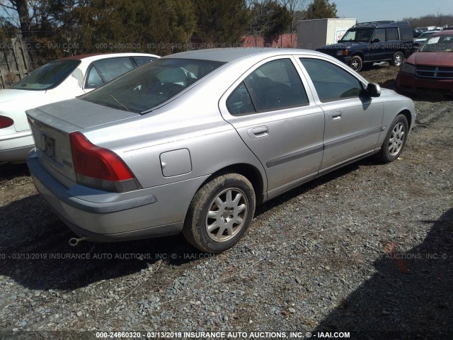 YV1RS61R722177843 - 2002 VOLVO S60 SILVER photo 4