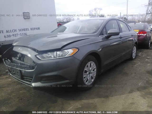 1FA6P0G75E5385029 - 2014 FORD FUSION S GRAY photo 2