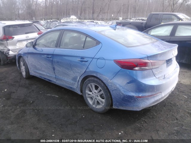 5NPD84LF4JH370387 - 2018 HYUNDAI ELANTRA SEL/VALUE/LIMITED BLUE photo 3