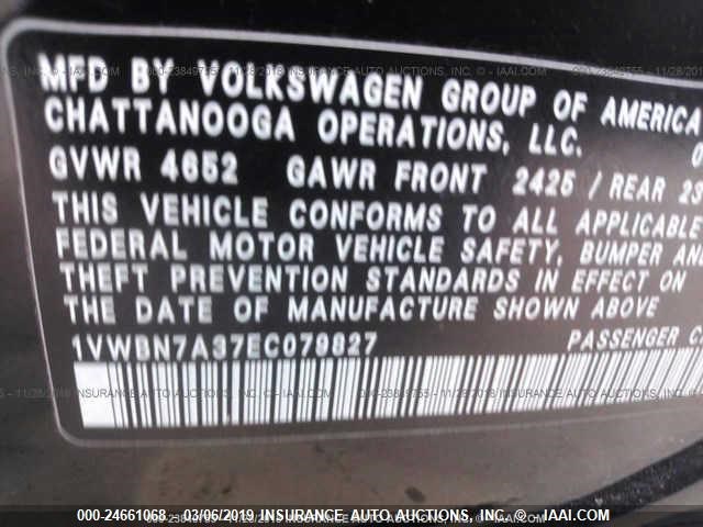 1VWBN7A37EC079827 - 2014 VOLKSWAGEN PASSAT SE BLACK photo 9