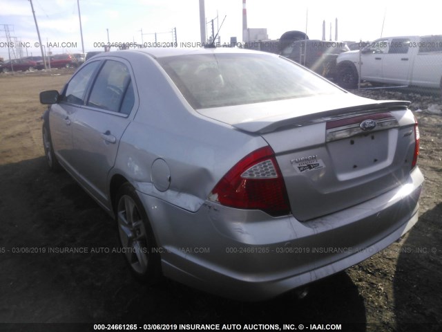 3FAHP0KC7BR147527 - 2011 FORD FUSION SPORT SILVER photo 3