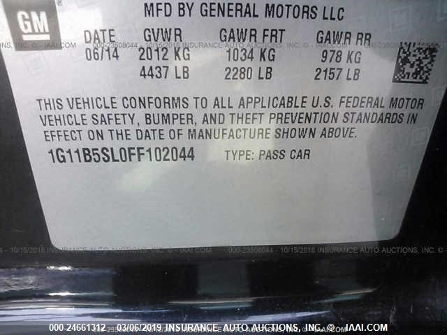 1G11B5SL0FF102044 - 2015 CHEVROLET MALIBU LS 黑色 照片 9