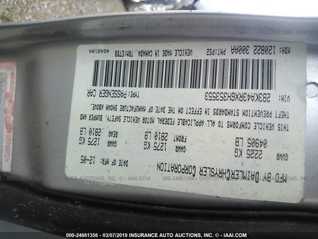 2B3KA43RX6H353553 - 2006 DODGE CHARGER SE/SXT BLACK photo 9