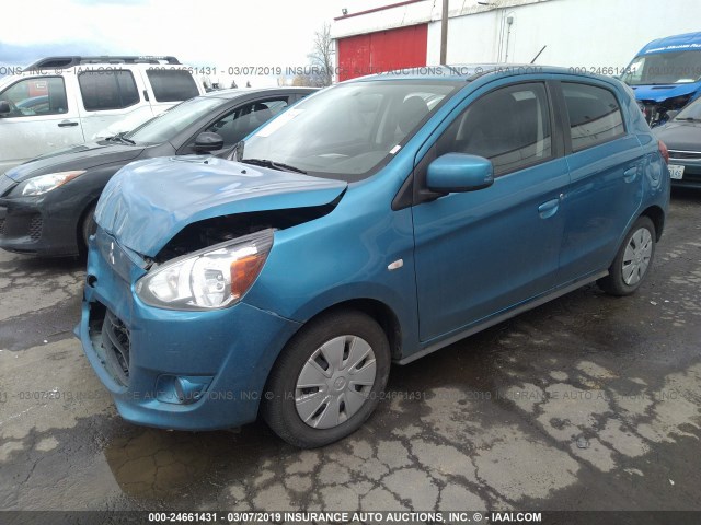 ML32A3HJ3FH032720 - 2015 MITSUBISHI MIRAGE DE BLUE photo 2