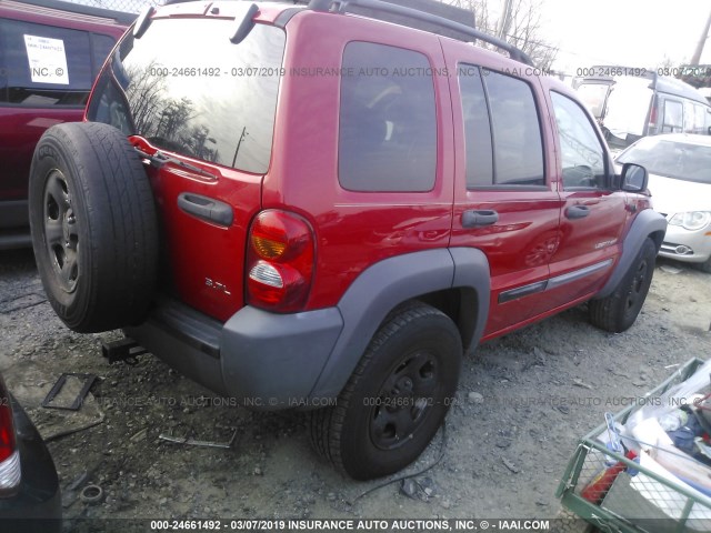 1J4GL48K33W552123 - 2003 JEEP LIBERTY SPORT/FREEDOM RED photo 4