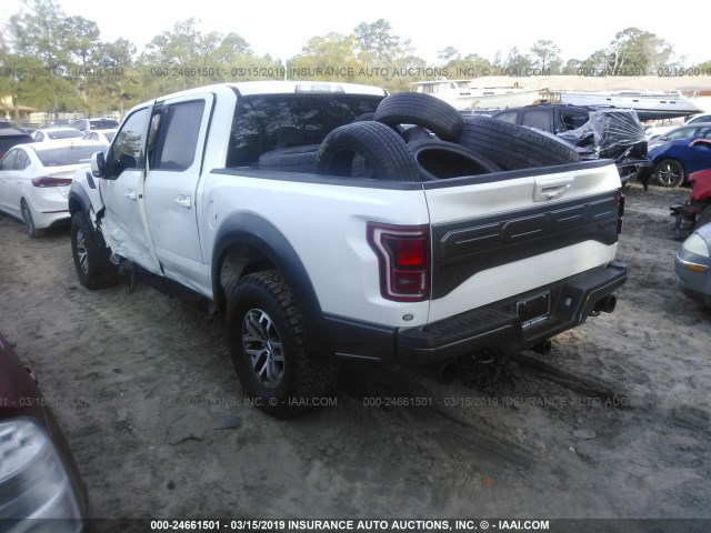 1FTFW1RG6JFA46591 - 2018 FORD F150 RAPTOR WHITE photo 3