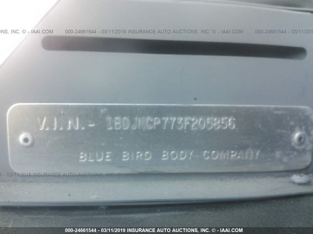 1BDJNCP773F205856 - 2003 BLUE BIRD INCOMPLETE VEHICL  Unknown photo 9