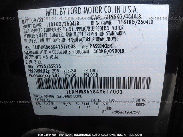 1LNHM86S84Y617003 - 2004 LINCOLN LS BLUE photo 9