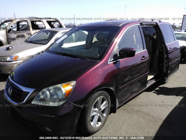 5FNRL38849B005274 - 2009 HONDA ODYSSEY TOURING MAROON photo 2