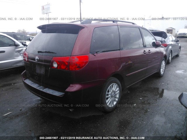 5TDZK22CX9S262994 - 2009 TOYOTA SIENNA XLE/XLE LIMITED RED photo 4