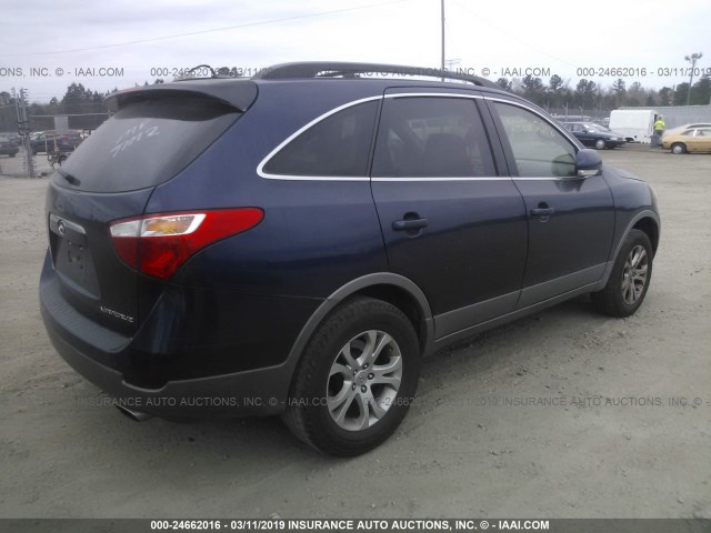 KM8NU4CC7BU139993 - 2011 HYUNDAI VERACRUZ GLS/LIMITED BLUE photo 4