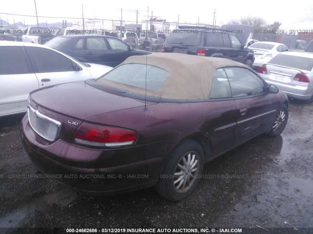 1C3EL55R02N260670 - 2002 CHRYSLER SEBRING LXI MAROON photo 4