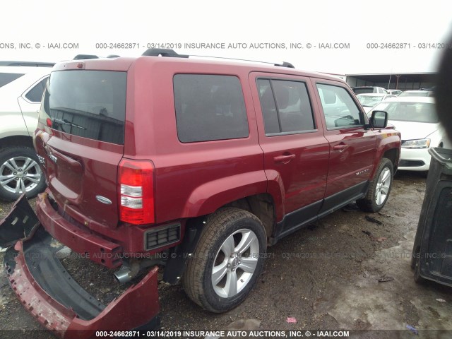 1J4NF4GB4BD201201 - 2011 JEEP PATRIOT LATITUDE RED photo 4