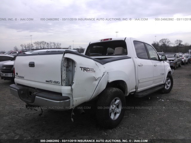 5TBDT44126S519374 - 2006 TOYOTA TUNDRA DOUBLE CAB SR5 WHITE photo 4