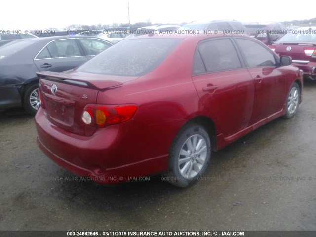 1NXBU4EE7AZ283107 - 2010 TOYOTA COROLLA S/LE/XLE RED photo 4