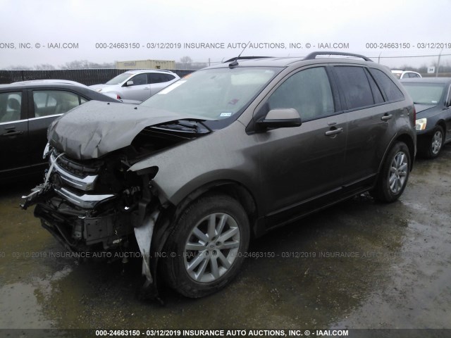 2FMDK3J91CBA80322 - 2012 FORD EDGE SEL GOLD photo 2