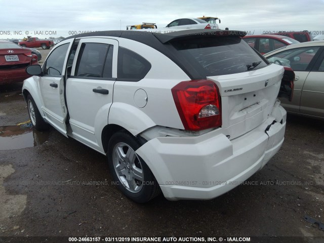 1B3HB48B07D385025 - 2007 DODGE CALIBER SXT WHITE photo 3