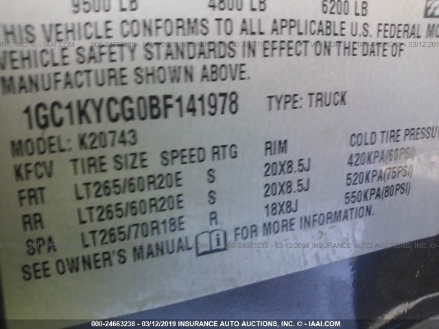 1GC1KYCG0BF141978 - 2011 CHEVROLET SILVERADO K2500 HEAVY DUTY LTZ GRAY photo 9