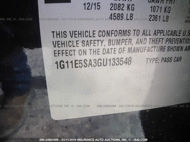 1G11E5SA3GU133548 - 2016 CHEVROLET MALIBU LIMITED LTZ Mavi foto 9