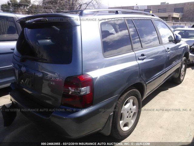 JTEEP21A660137811 - 2006 TOYOTA HIGHLANDER LIMITED Light Blue photo 4