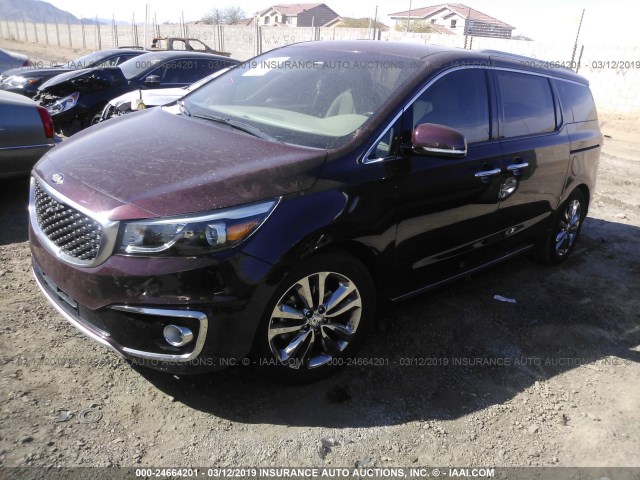 KNDME5C1XG6128712 - 2016 KIA SEDONA SXL RED photo 2