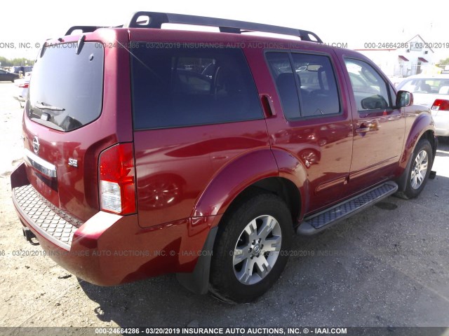 5N1AR1NNXAC601271 - 2010 NISSAN PATHFINDER S/LE/SE MAROON photo 4