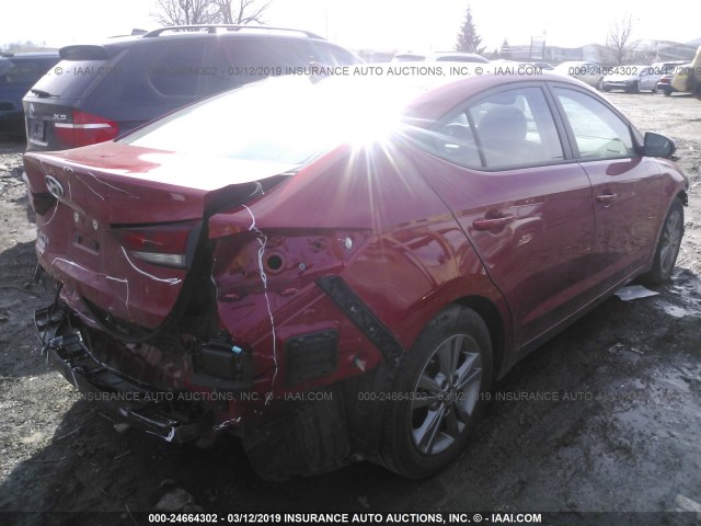 5NPD84LF2JH356309 - 2018 HYUNDAI ELANTRA SEL/VALUE/LIMITED RED photo 4