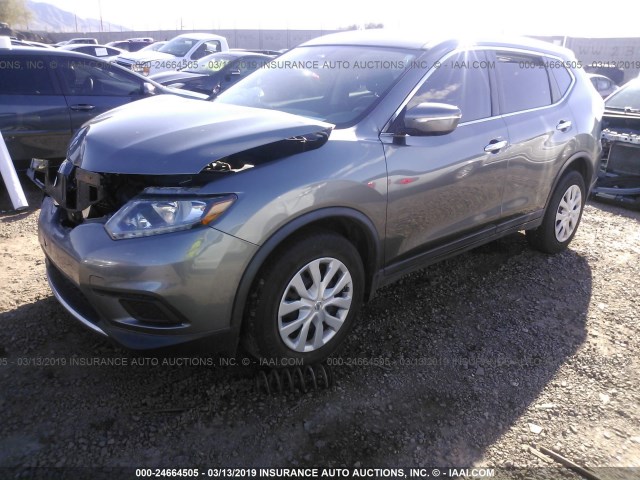 KNMAT2MT0FP536765 - 2015 NISSAN ROGUE S/SL/SV GRAY photo 2