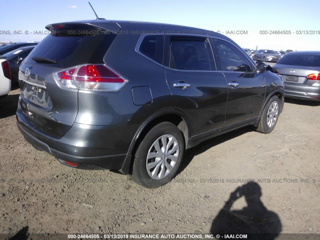 KNMAT2MT0FP536765 - 2015 NISSAN ROGUE S/SL/SV GRAY photo 4