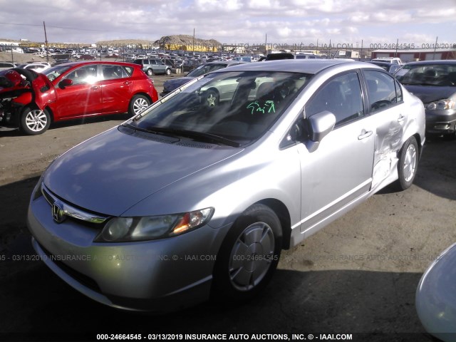 JHMFA36227S025142 - 2007 HONDA CIVIC HYBRID SILVER photo 2