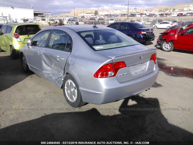 JHMFA36227S025142 - 2007 HONDA CIVIC HYBRID SILVER photo 3