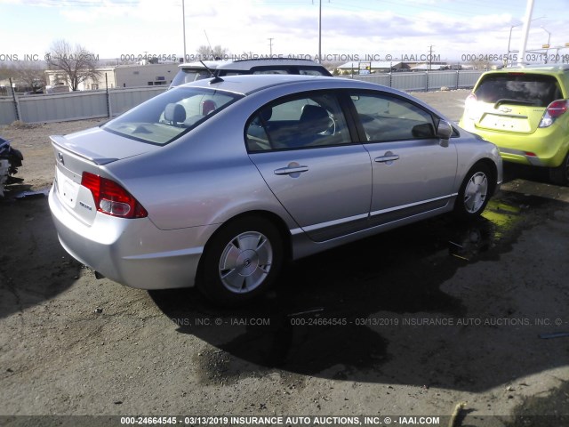 JHMFA36227S025142 - 2007 HONDA CIVIC HYBRID SILVER photo 4