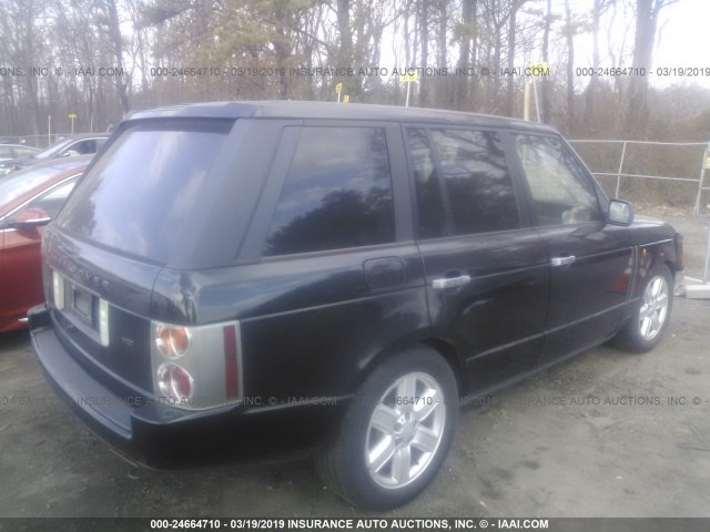 SALME11464A150505 - 2004 LAND ROVER RANGE ROVER HSE BLACK photo 4