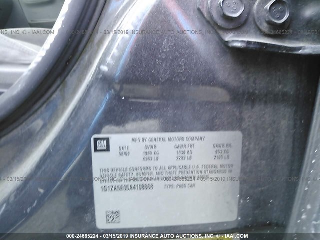 1G1ZA5E05A4108868 - 2010 CHEVROLET MALIBU LS GRAY photo 9