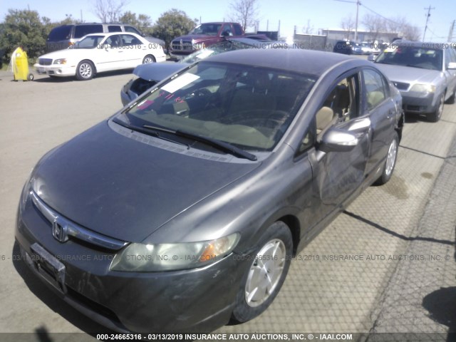 JHMFA36226S017282 - 2006 HONDA CIVIC HYBRID GRAY photo 2