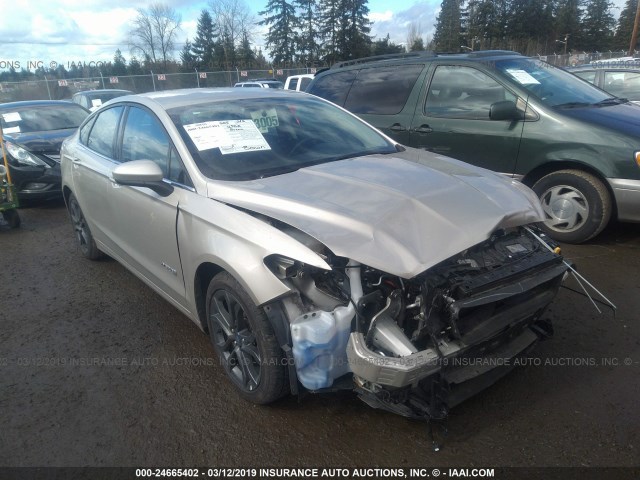 3FA6P0LU9JR127860 - 2018 FORD FUSION SE HYBRID GOLD photo 1