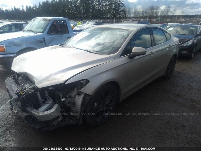 3FA6P0LU9JR127860 - 2018 FORD FUSION SE HYBRID GOLD photo 2