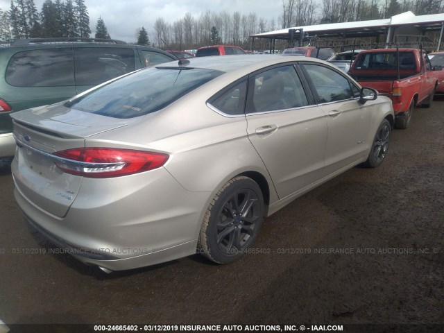 3FA6P0LU9JR127860 - 2018 FORD FUSION SE HYBRID GOLD photo 4