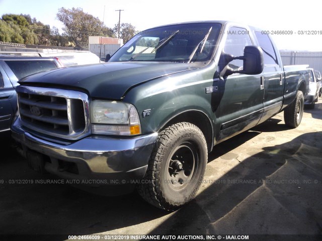 1FTNW20S42EA03314 - 2002 FORD F250 SUPER DUTY GREEN photo 2